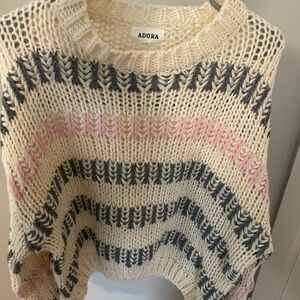 ADORA Women's Knit Sweater - Cream, Pink, and Gray